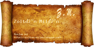 Zoltán Milán névjegykártya