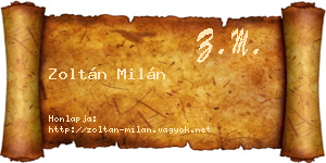 Zoltán Milán névjegykártya
