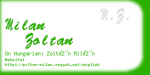 milan zoltan business card